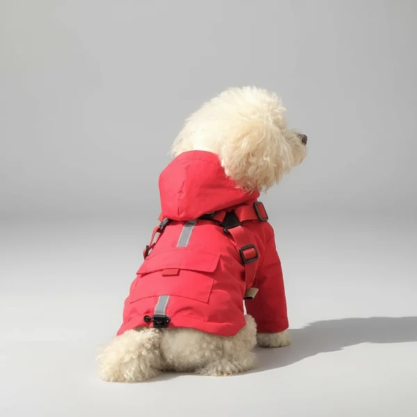 Imperméable Pour Chien Avec Capuche Et Anneau Laisse