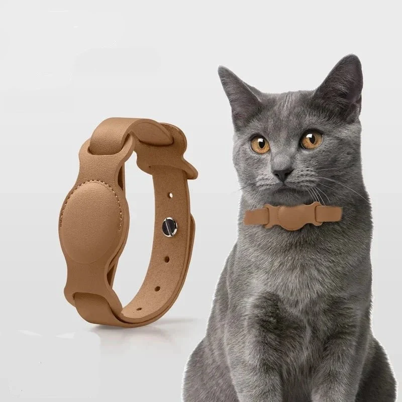 Collier AirTag pour chat Oscar & Plume, cuir synthétique réglable et sécurisé