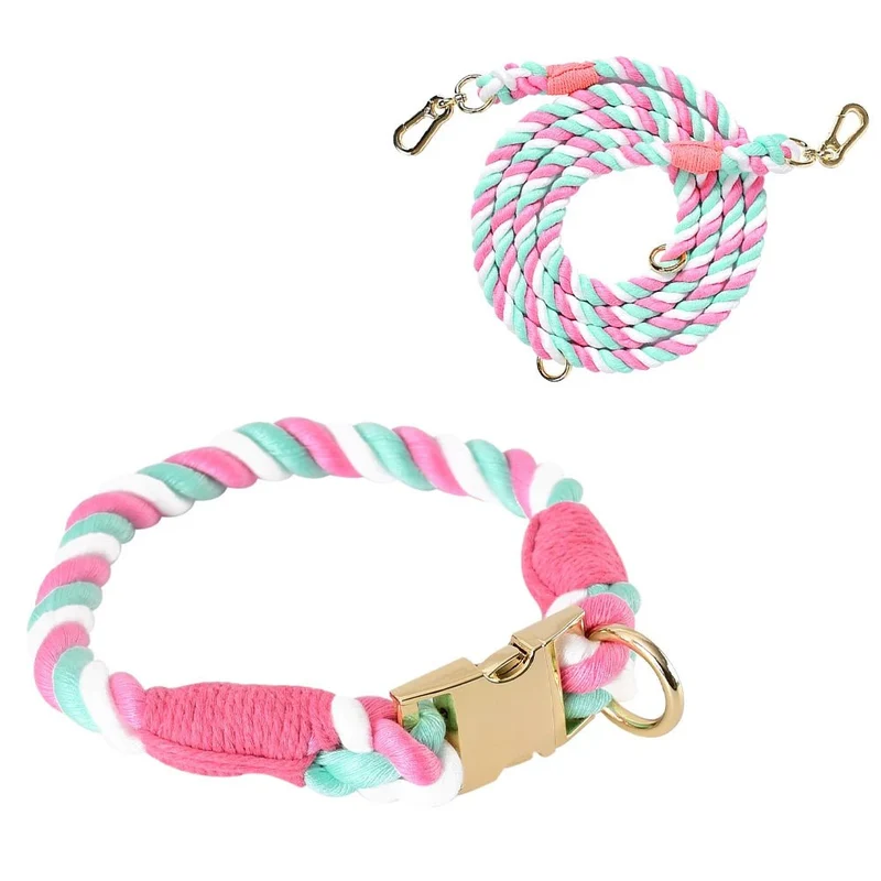 Collier Et Laisse En Coton Résistant