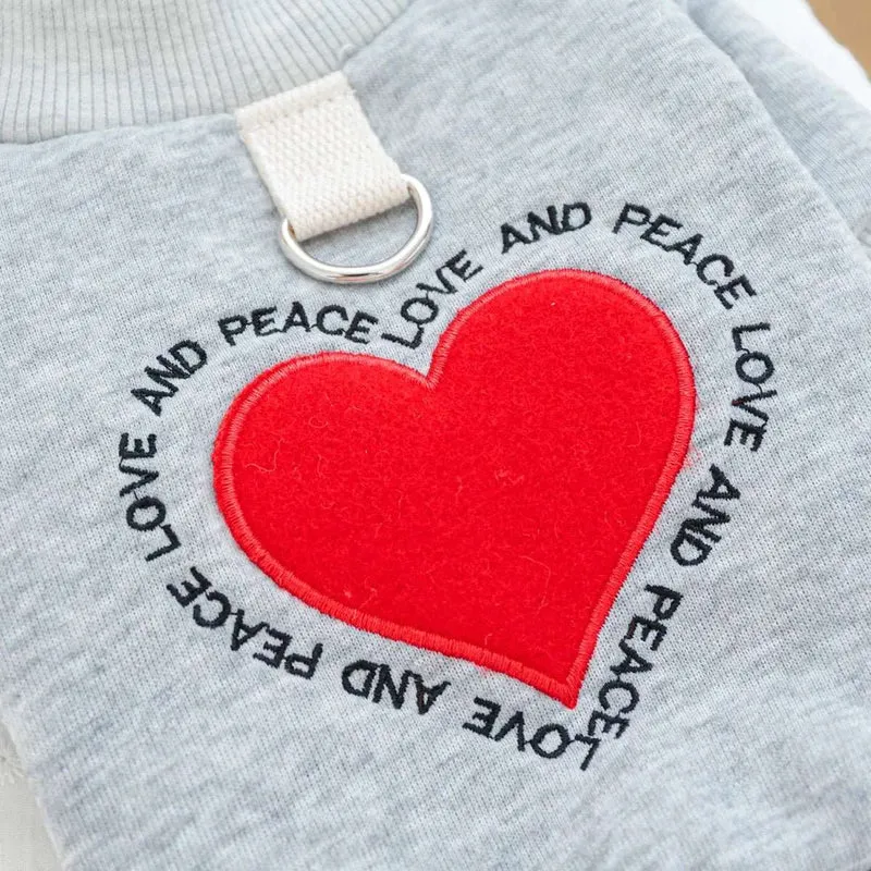 Sweat Gris Pour Petit Chien Cœur Rouge