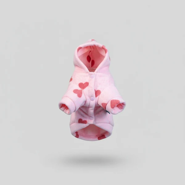 Sweat Doux Capuche Chien Coeurs Rose