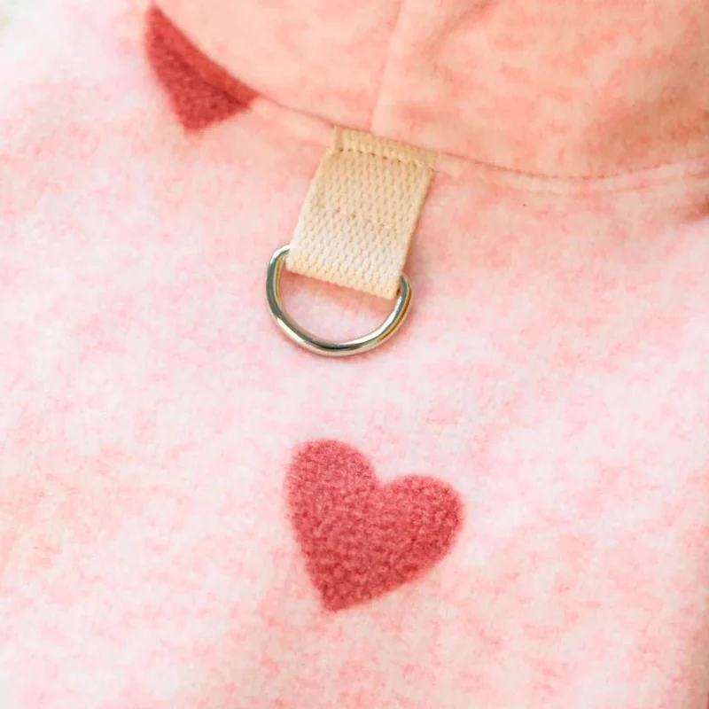 Sweat Doux Capuche Chien Coeurs Rose