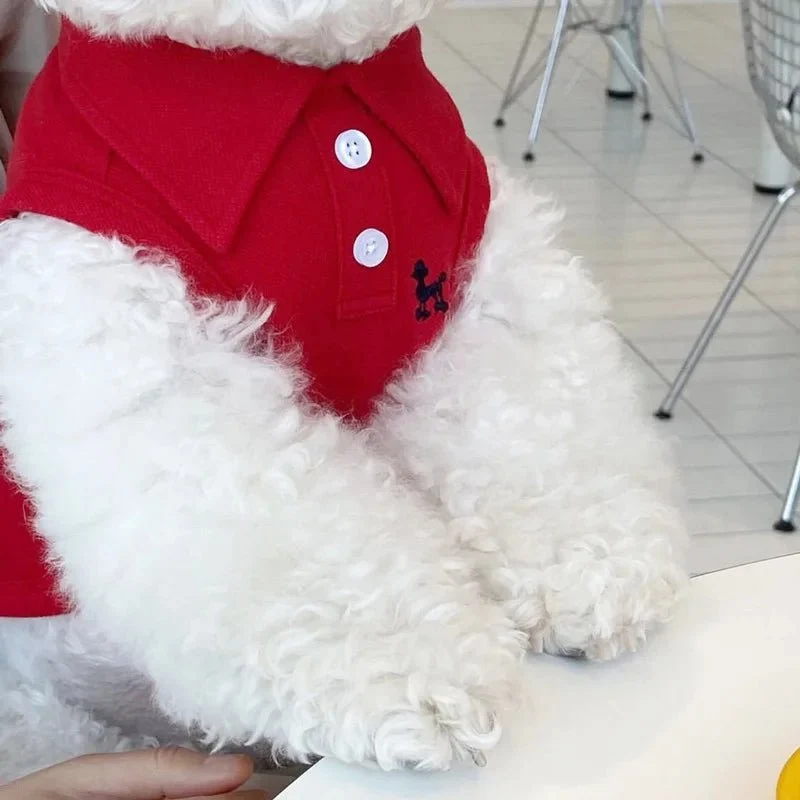 Polo Petit Chien Été En Coton Léger Bleu