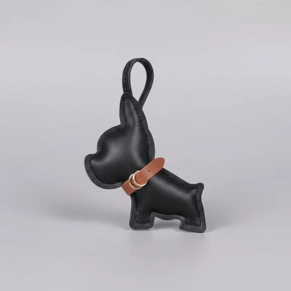 Porte Clés Bouledogue En Simili Cuir