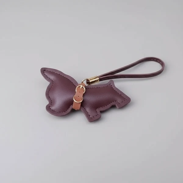 Porte Clés Bouledogue En Simili Cuir