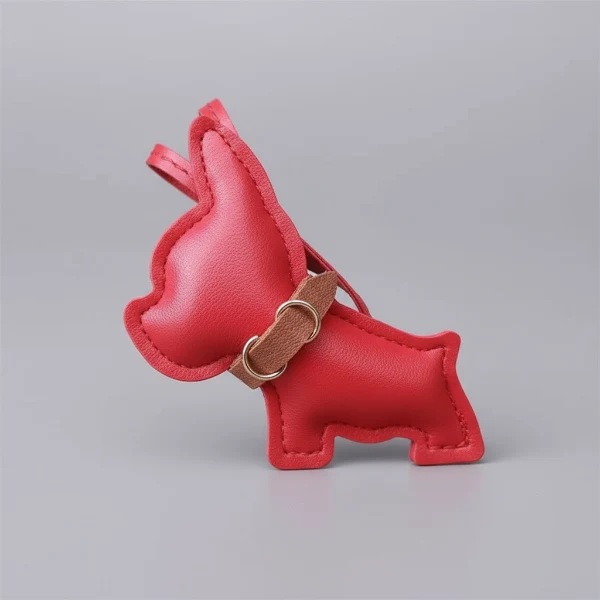 Porte Clés Bouledogue En Simili Cuir
