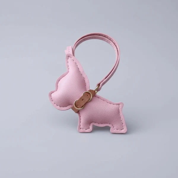 Porte Clés Bouledogue En Simili Cuir