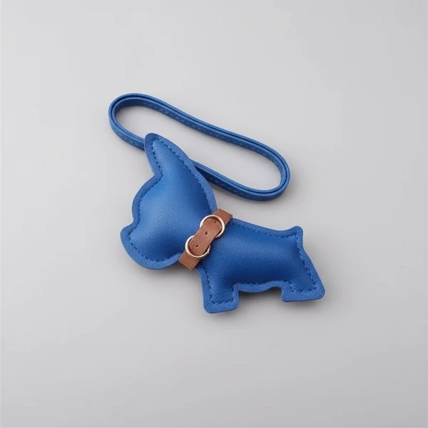 Porte Clés Bouledogue En Simili Cuir