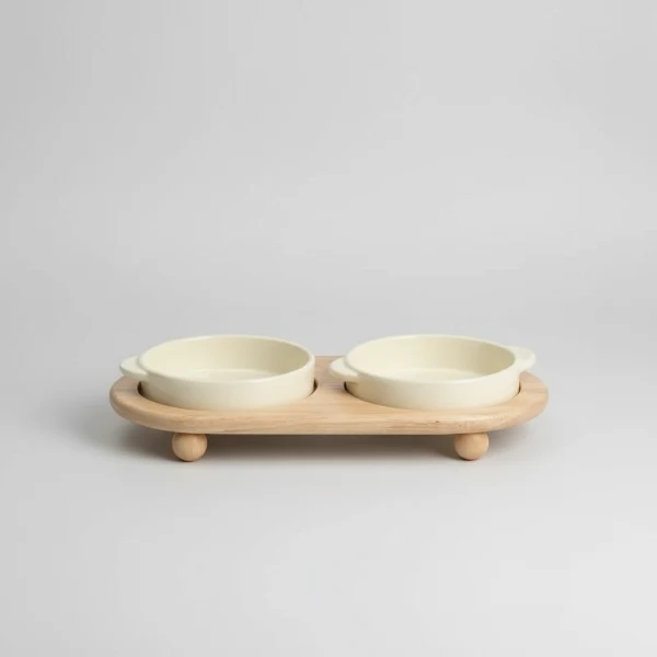 Gamelle Céramique Sur Support Bois Pour Chien Et Chat