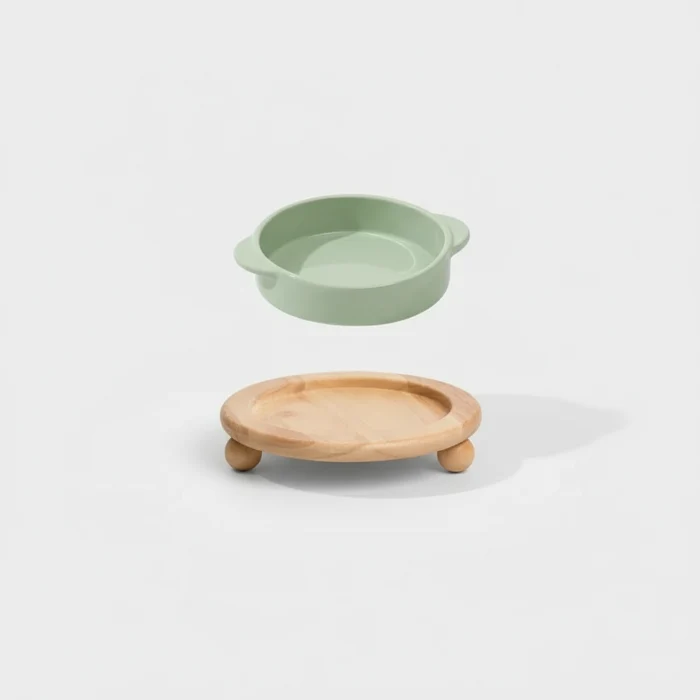 Gamelle Céramique Sur Support Bois Pour Chien Et Chat