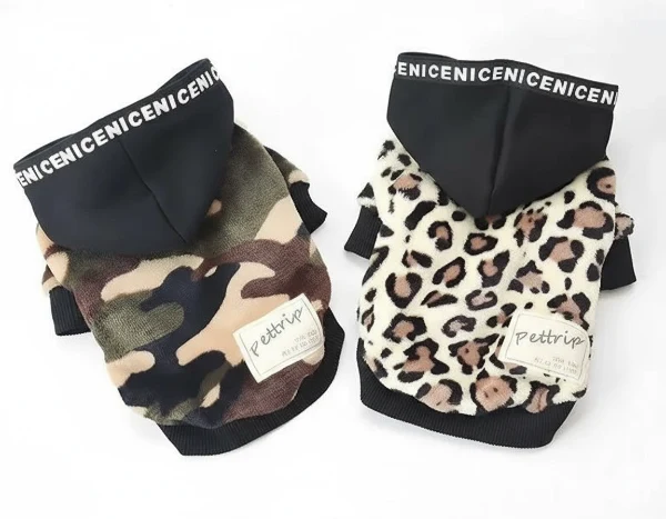 Sweat A Capuche Léopard Ou Camouflage Pour Chien