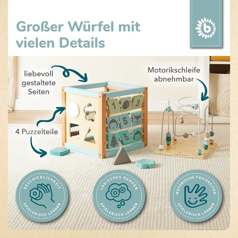 Motorikwürfel Waldtiere XXL FSC®