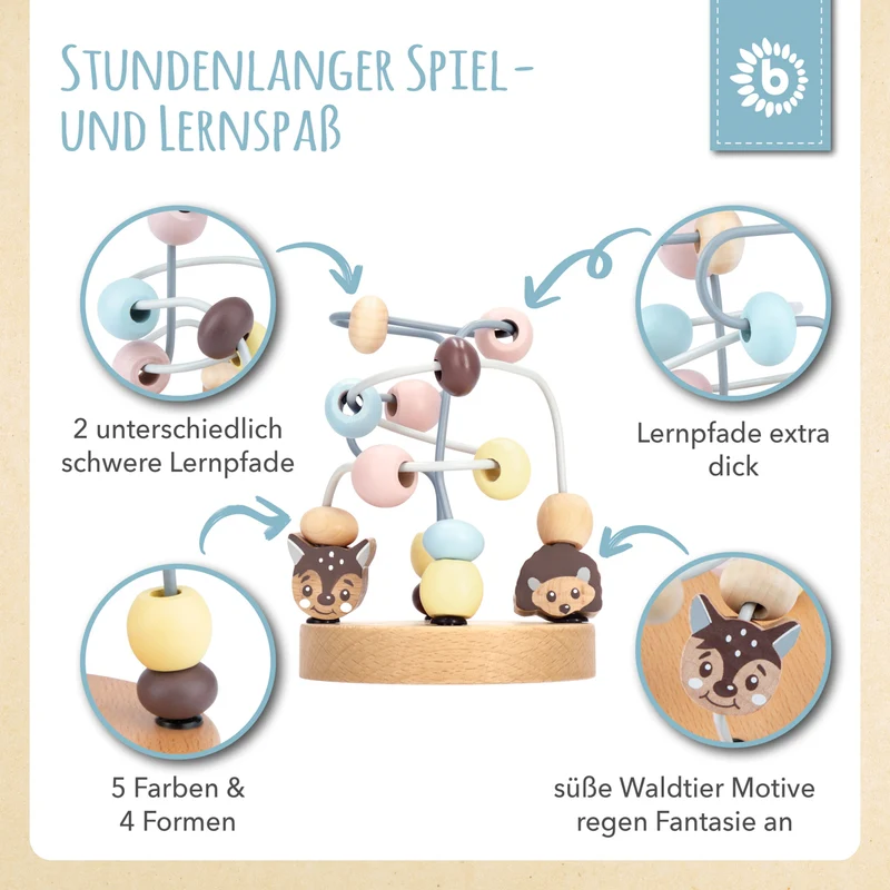 Mini Motorikschleife Waldtiere rose