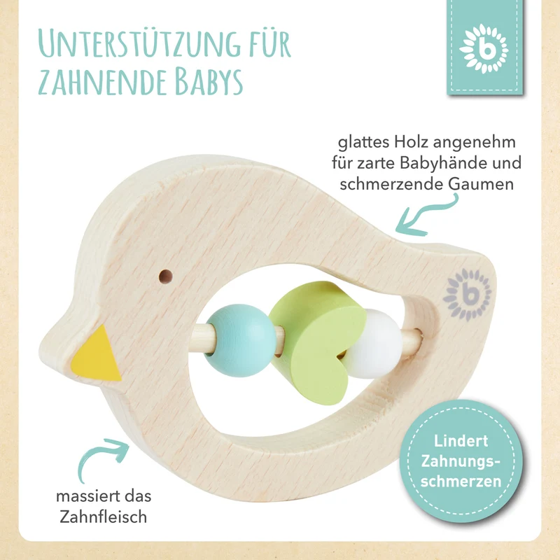 Beißring Vogel light teal