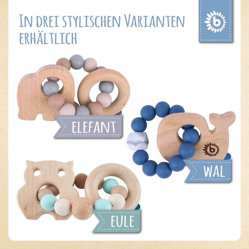 Beißring Wal mit Silikonkette