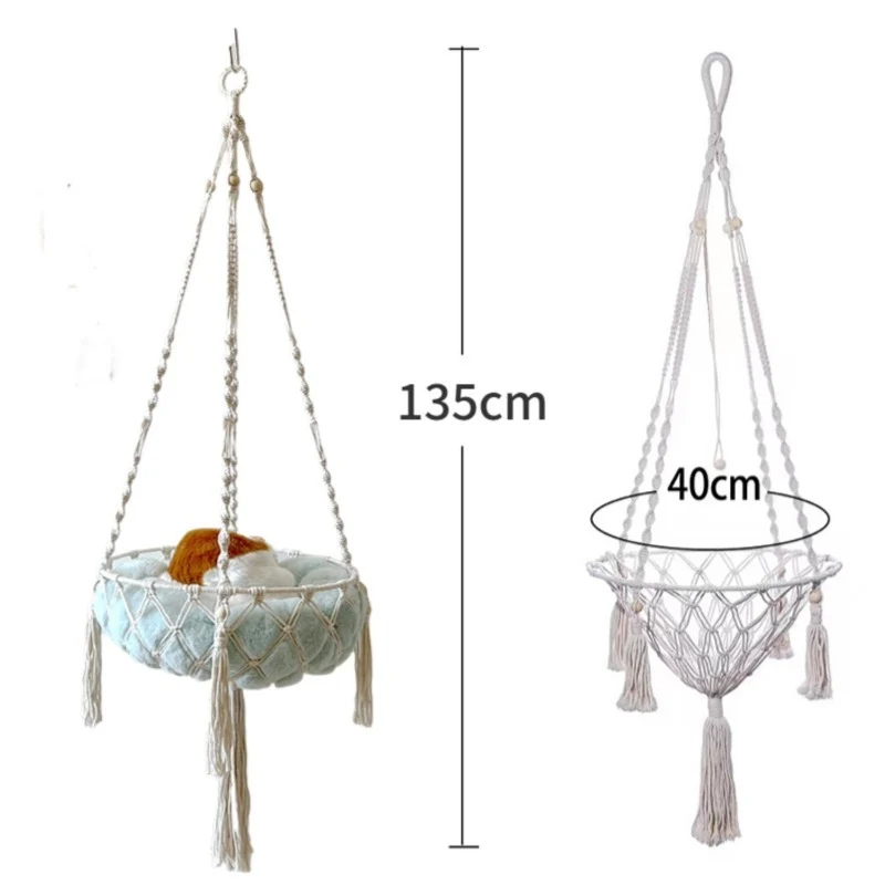 Hamac macramé pour chat à suspendre - Oscar et Plume