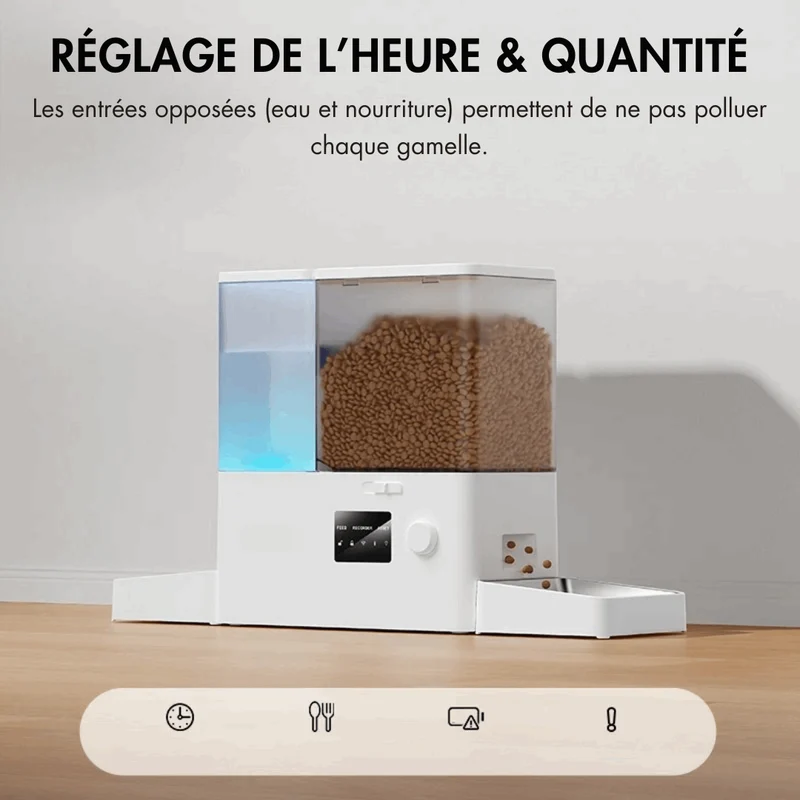 Distributeur de croquettes connecté avec caméra pour chien et chat – gestion précise des r