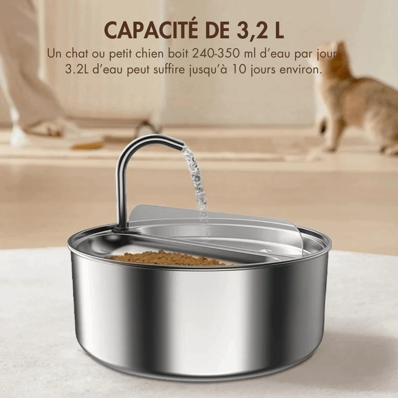 Fontaine A Eau En Acier Inoxydable Pour Chat