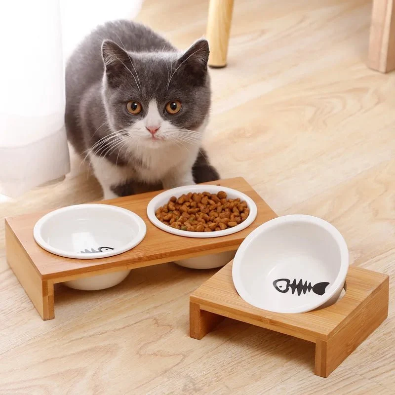 Gamelle Double Céramique Bambou pour Chien - Support Design