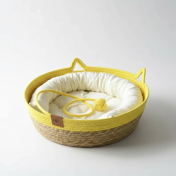 Panier En Jacinthe D'Eau Fait Main Pour Chat