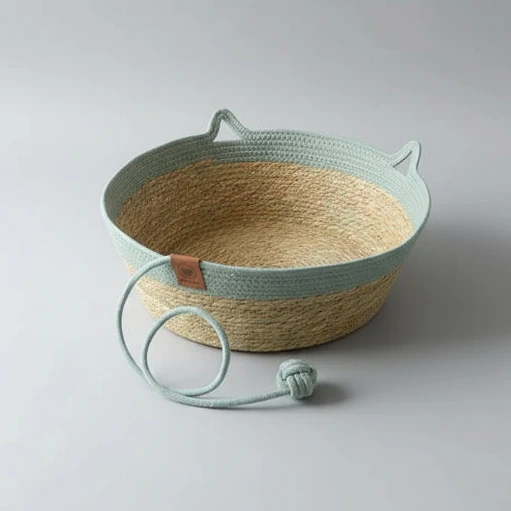 Panier En Jacinthe D'Eau Fait Main Pour Chat
