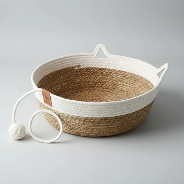 Panier En Jacinthe D'Eau Fait Main Pour Chat