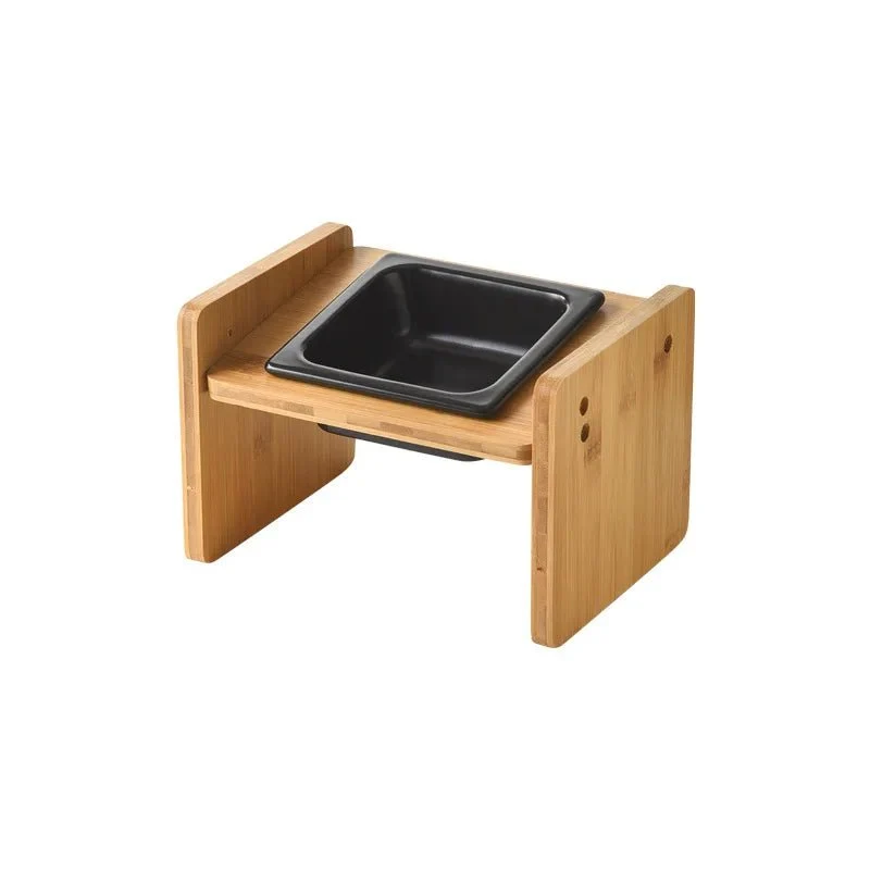 Gamelle En Céramique Inclinée Et Support Bambou