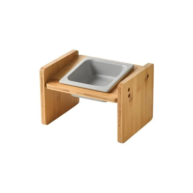 Gamelle En Céramique Inclinée Et Support Bambou