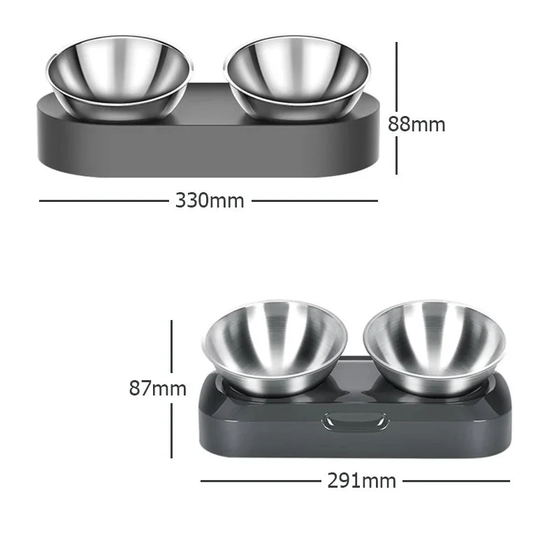 Gamelle double inox antidérapante pour chien et chat