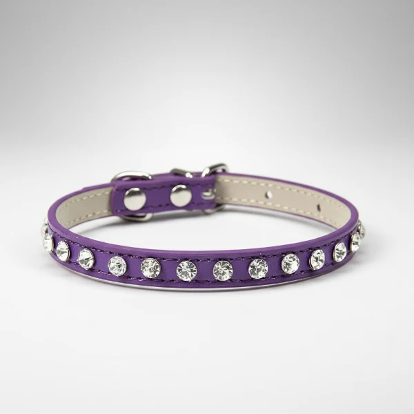 Collier chien strass design - petit collier cuir pour chihuahua
