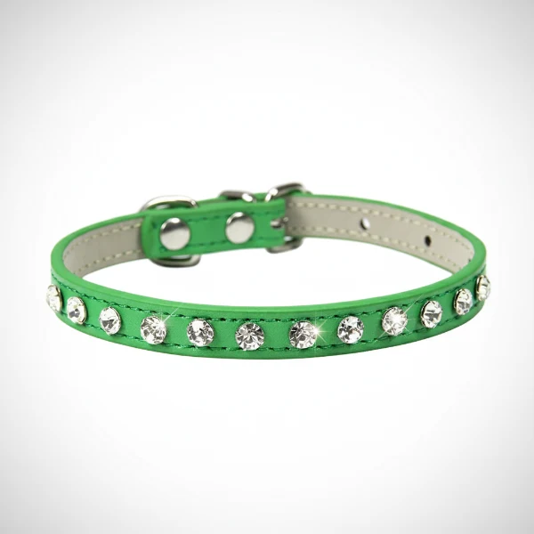 Collier chien strass design - petit collier cuir pour chihuahua