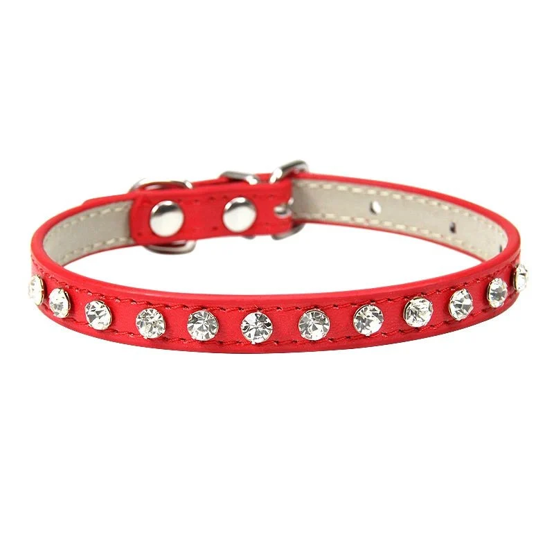 Collier chien strass design - petit collier cuir pour chihuahua