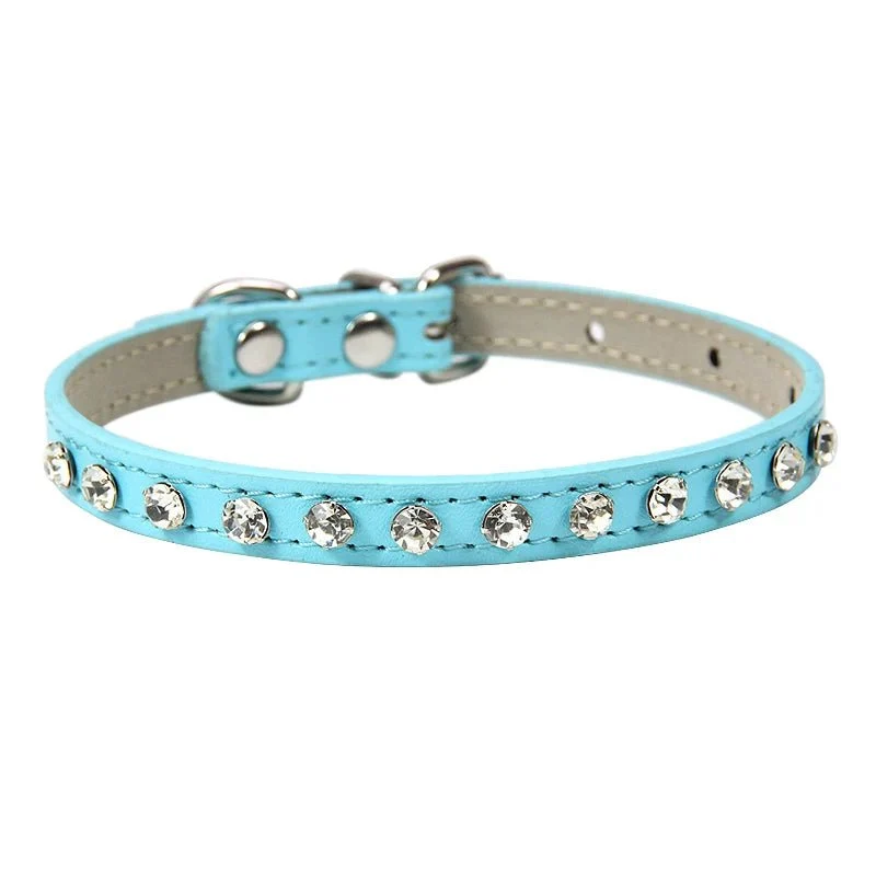 Collier chien strass design - petit collier cuir pour chihuahua