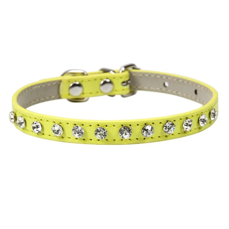 Collier chien strass design - petit collier cuir pour chihuahua