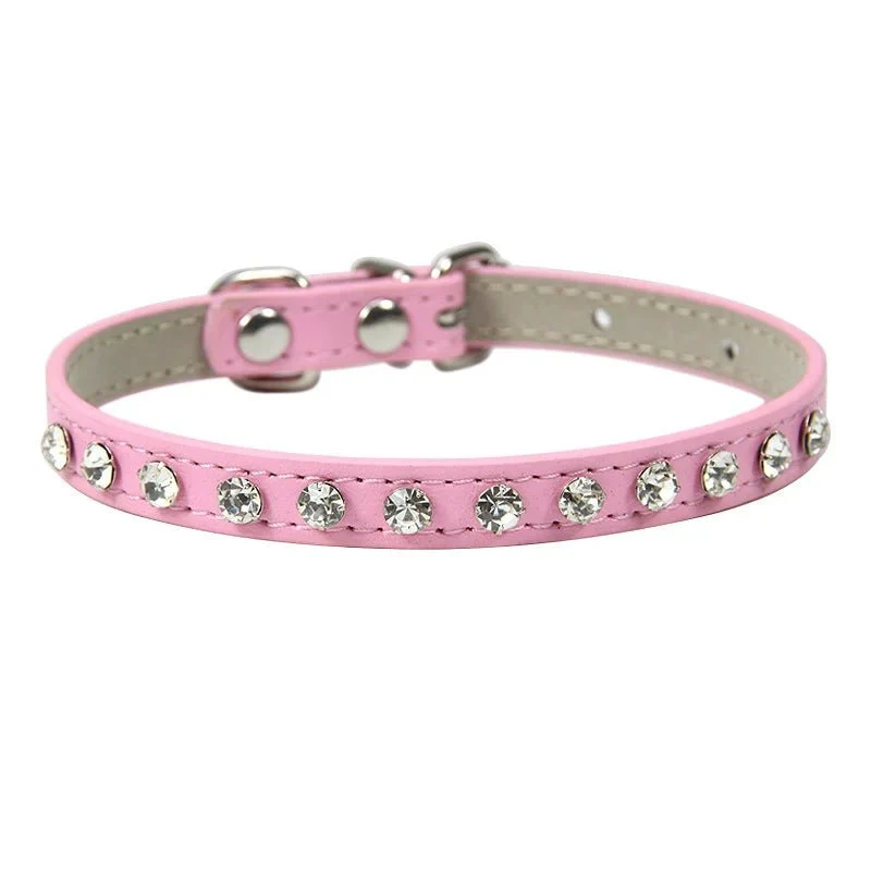 Collier chien strass design - petit collier cuir pour chihuahua