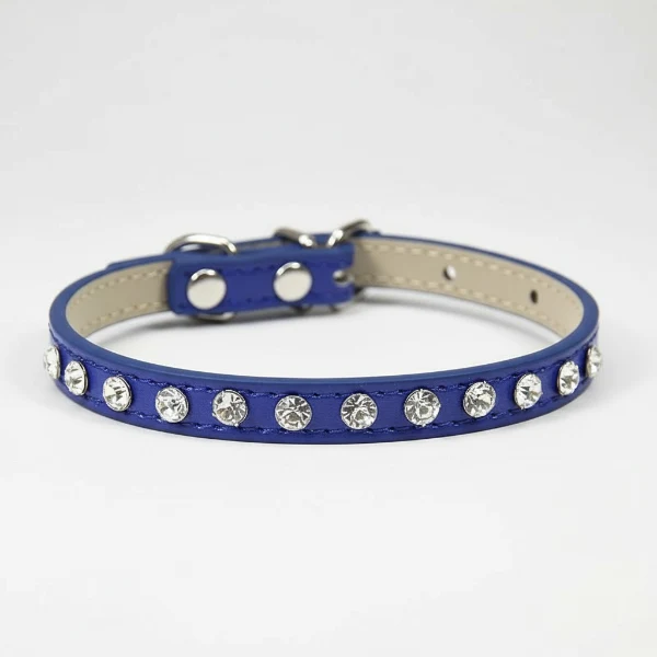Collier chien strass design - petit collier cuir pour chihuahua