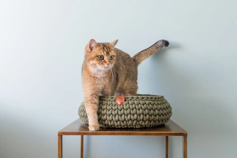 Panier Chat En Coton Recyclé Fait Main