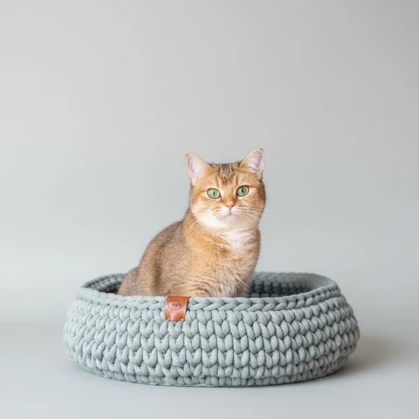 Panier Chat En Coton Recyclé Fait Main