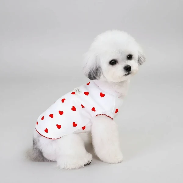T-shirt élégant pour chien motif cœurs