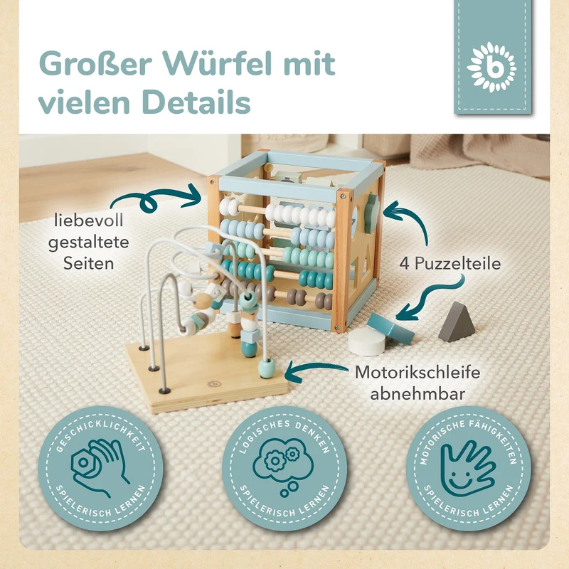 Motorikwürfel Waldtiere Holz FSC®