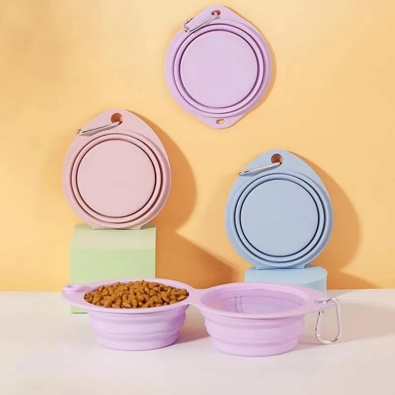Gamelle Pliable double en Silicone pour Petit Chien et Chat