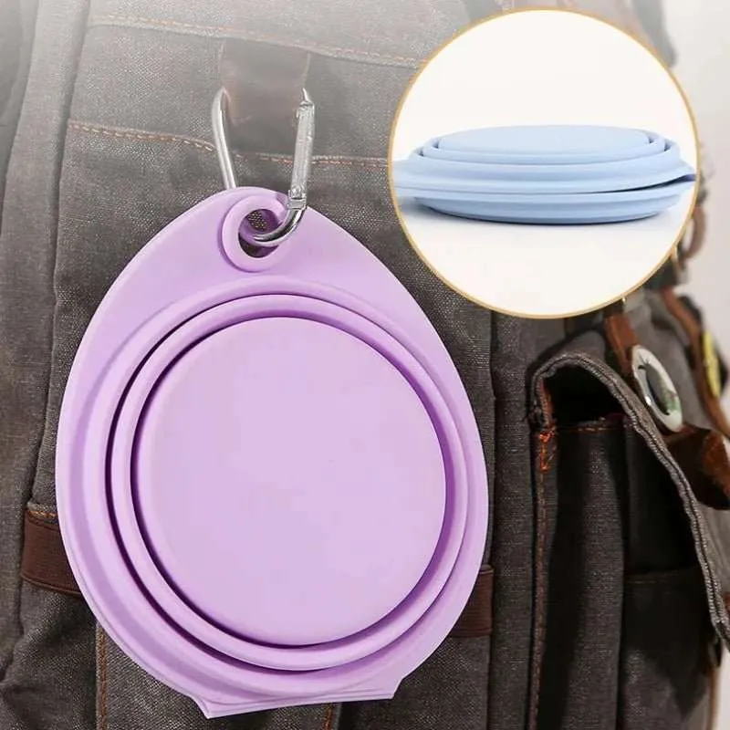 Gamelle Pliable double en Silicone pour Petit Chien et Chat