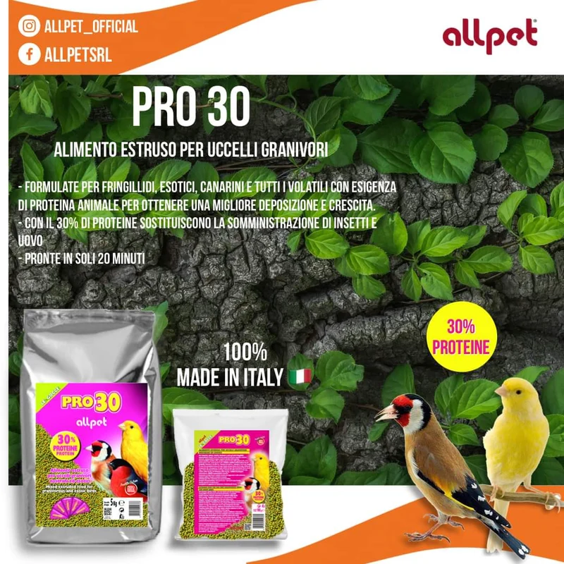 Le Gocce Pro30 900 grammes (substitut de graines germées, couleur vert-jaune) 30 % de protéines - AllPet