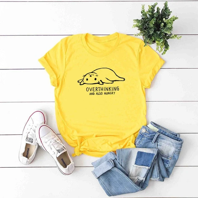 2019 Lovely Cat Letter Print T-Shirt For Women