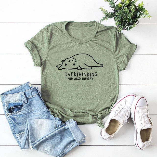 2019 Lovely Cat Letter Print T-Shirt For Women