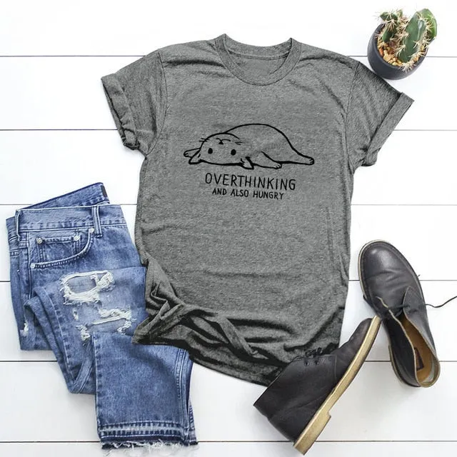 2019 Lovely Cat Letter Print T-Shirt For Women