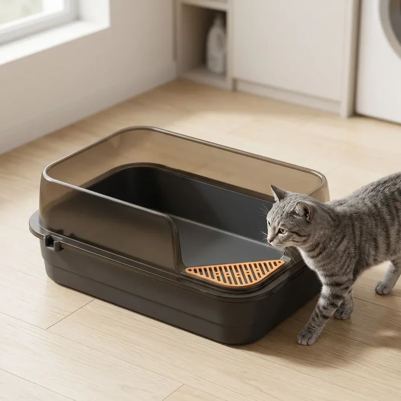 Bac à litière pour chat Semi-Fermé avec Pelle de Nettoyage Incluses