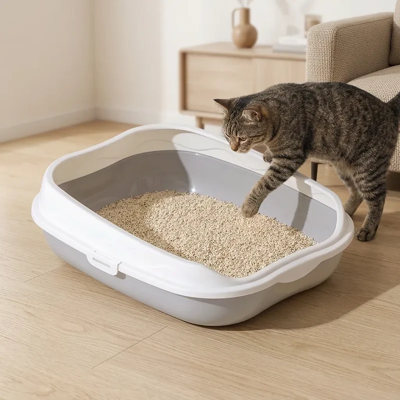 Bac à litière pour chat Grand Format Anti-Éclaboussures Ergonomique