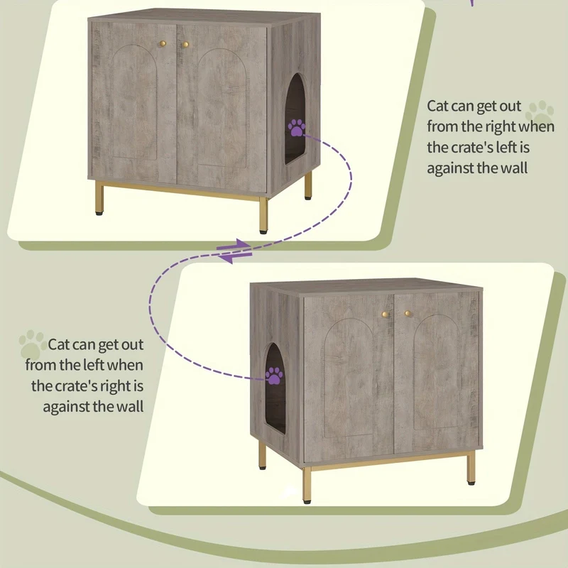 Meuble cache litière chat avec porte – table d’appoint bois