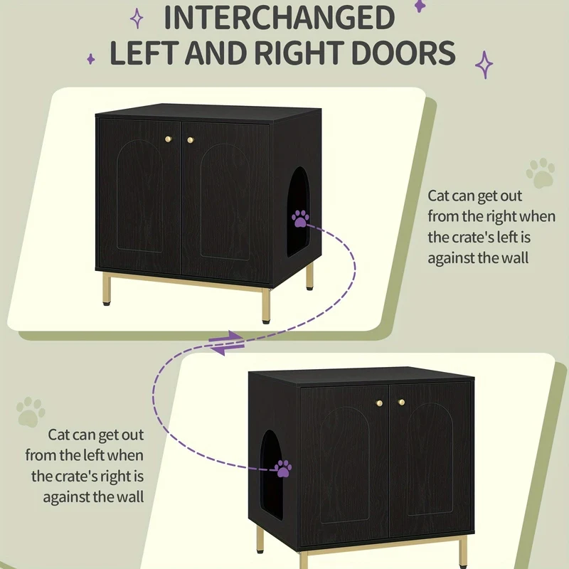 Meuble cache-litière design – armoire pour chat blanche & dorée